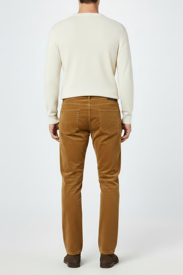 Pantalon Marron Côtelé Droit Décontracté Épais - Cordé - vue 2