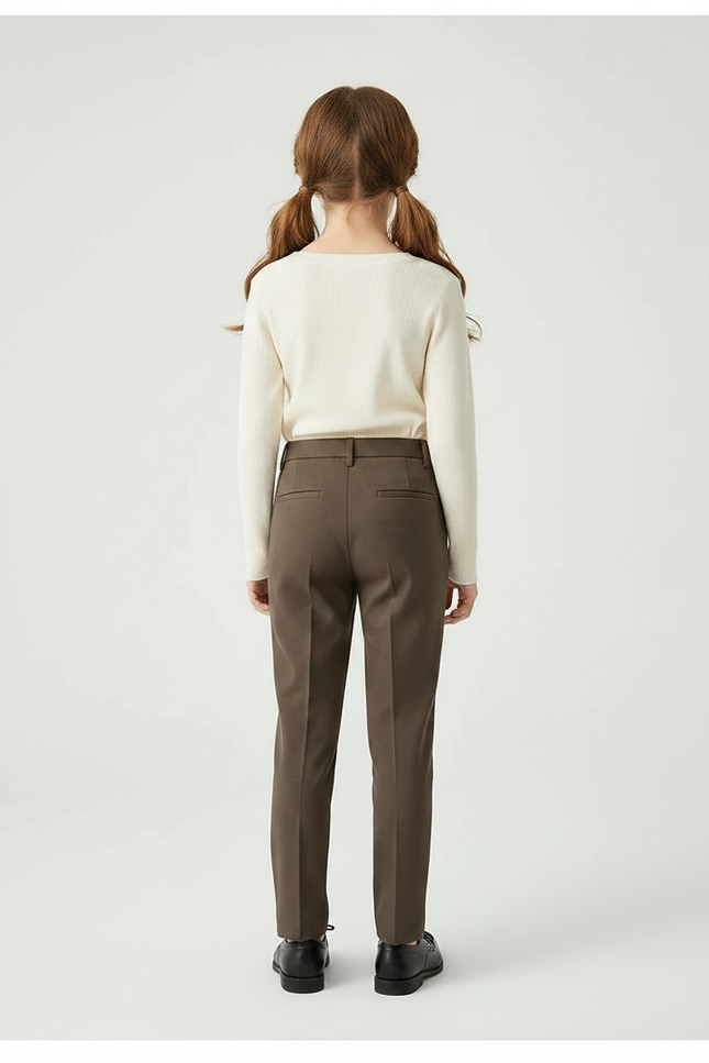 Pantalon Marron Coupe Droite Élégant Enfant Chic - Gabardine - vue 2