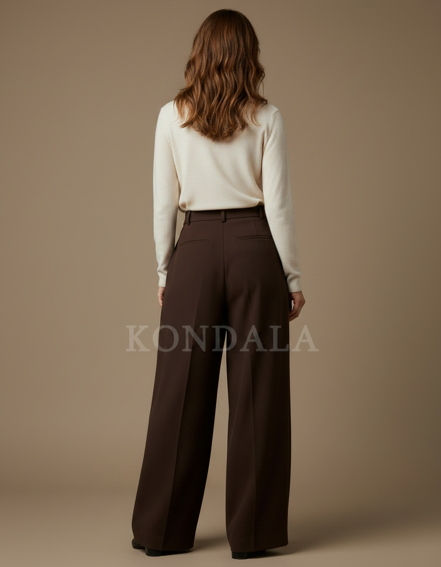 Pantalon Marron Chocolat - Gabardine - vue 2
