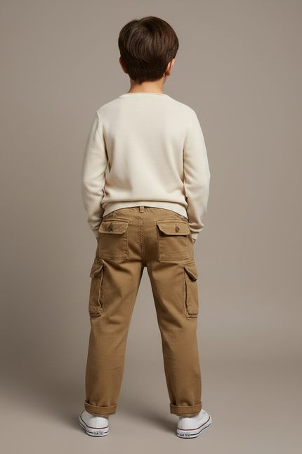 Pantalon Marron Cargo Garçon Coton Décontracté - Toile - vue 2
