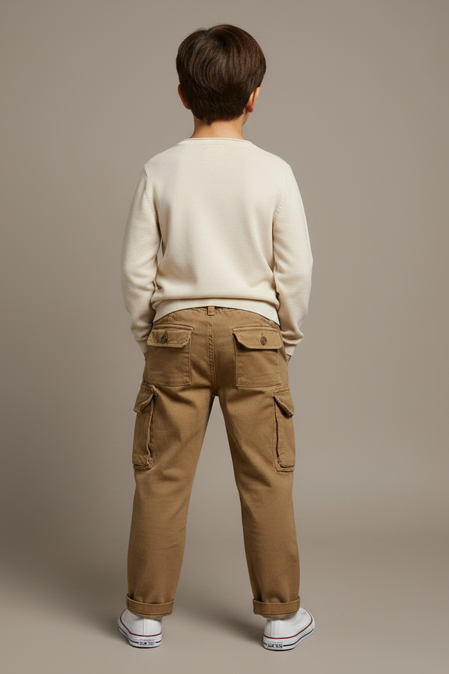 Pantalon Marron Cargo Garçon Coton Décontracté - Toile - vue 2