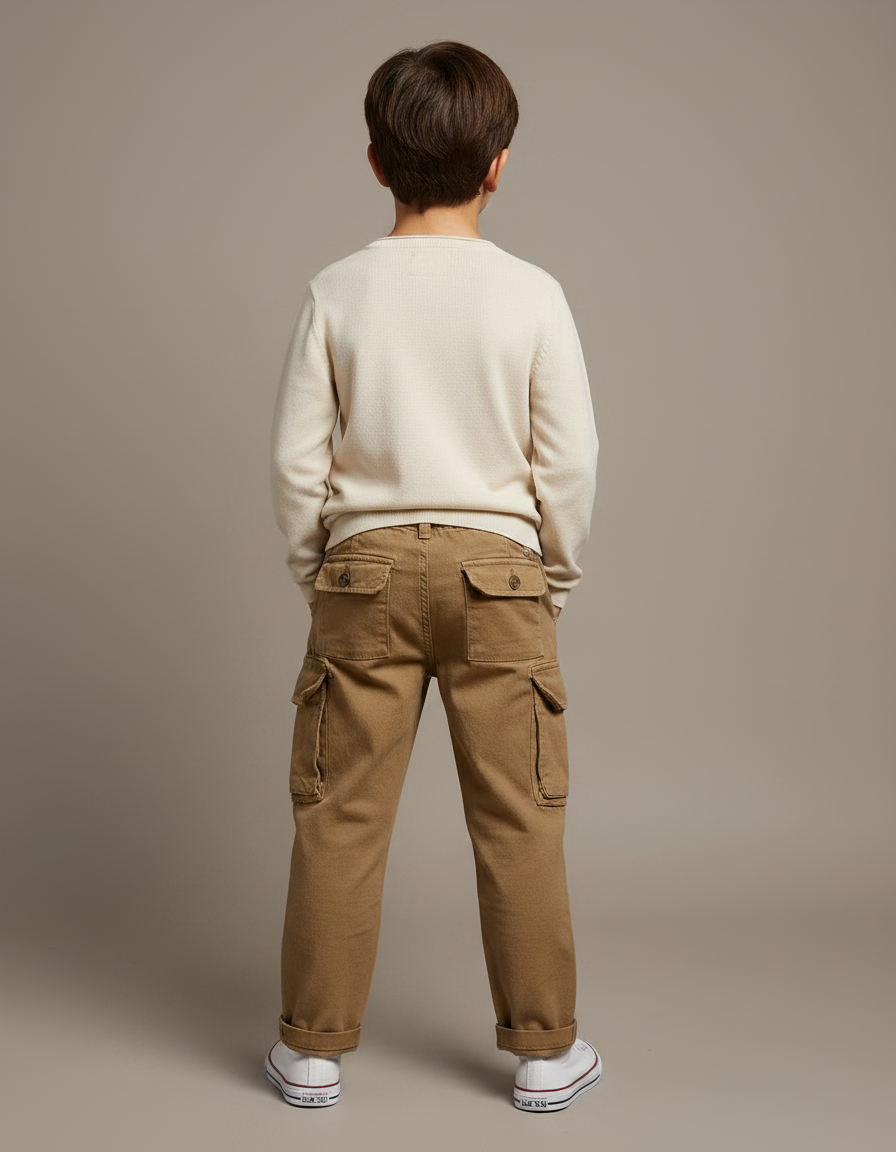 Pantalon Marron Cargo Garçon Coton Décontracté - Toile - vue 2