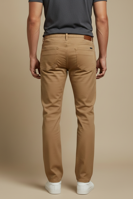 Pantalon Marron Homme Coton Droit Décontracté Classique - vue 2