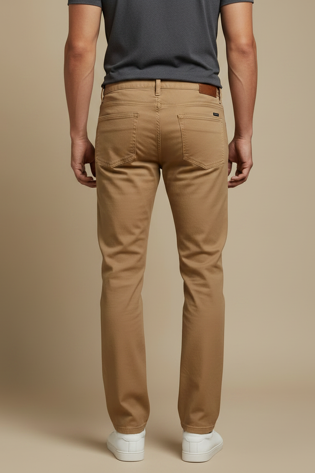 Pantalon Marron Homme Coton Droit Décontracté Classique - vue 2