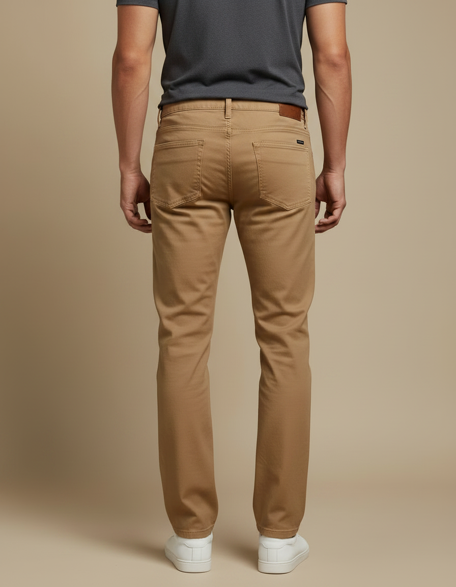 Pantalon Marron Homme Coton Droit Décontracté Classique - vue 2
