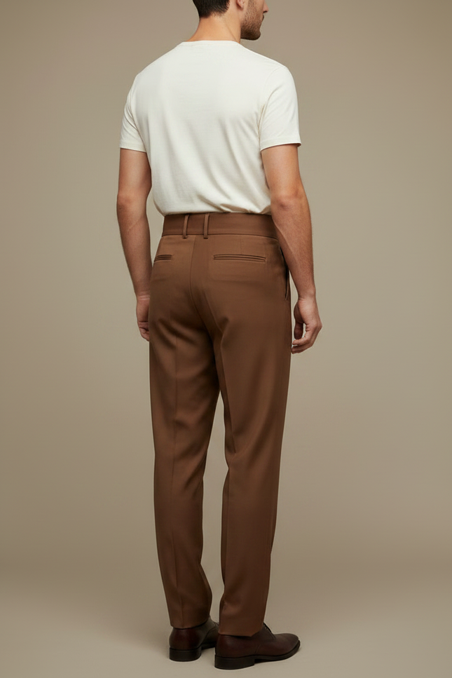 Pantalon Costume Marron Homme - Gabardine - vue 2