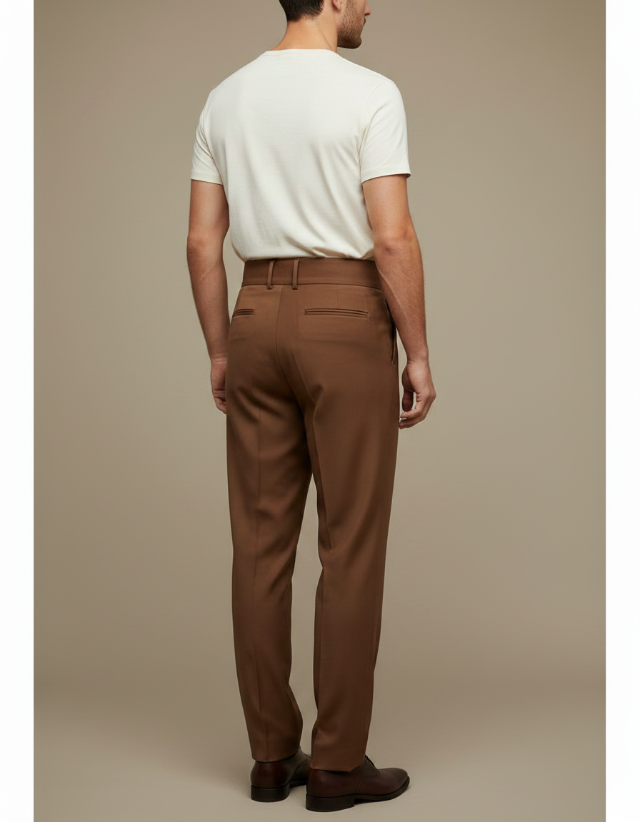 Pantalon Costume Marron Homme - Gabardine - vue 2