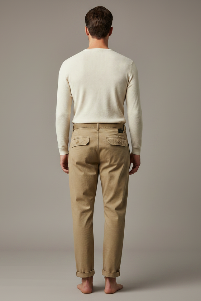 Pantalon Marron Coton Décontracté Ample Homme Cargo - Kaki - vue 2