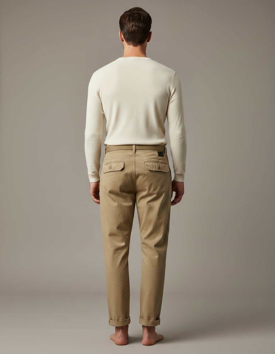 Pantalon Marron Coton Décontracté Ample Homme Cargo - Kaki - vue 2