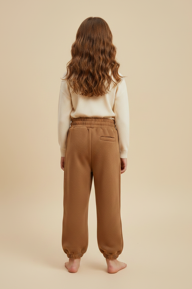 Pantalon Marron Texturé Ample Doublé Chaud Fille - Molleton - vue 2