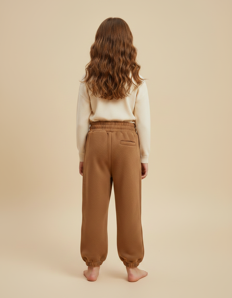 Pantalon Marron Texturé Ample Doublé Chaud Fille - Molleton - vue 2