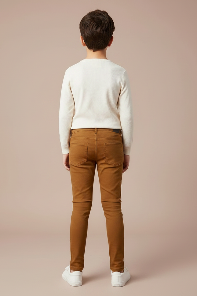 Pantalon Marron Garçon Décontracté Slim Coton - vue 2
