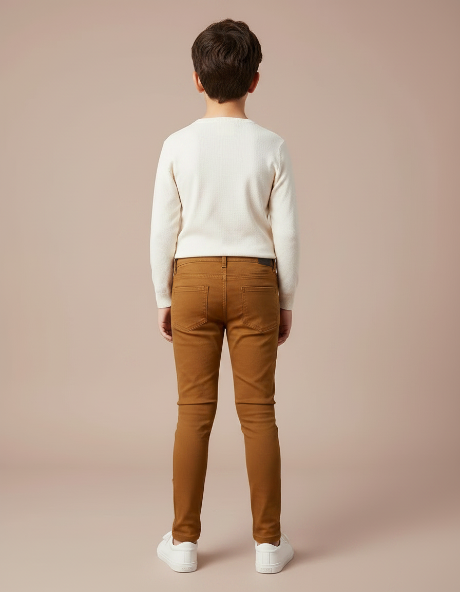 Pantalon Marron Garçon Décontracté Slim Coton - vue 2