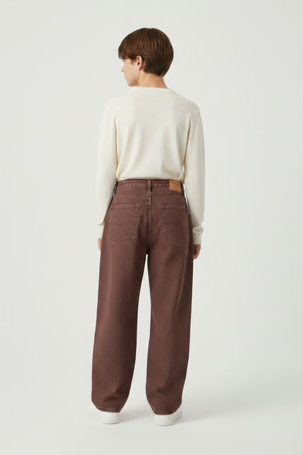 Pantalon Marron Ample Denim Décontracté Enfant - Jean - vue 2