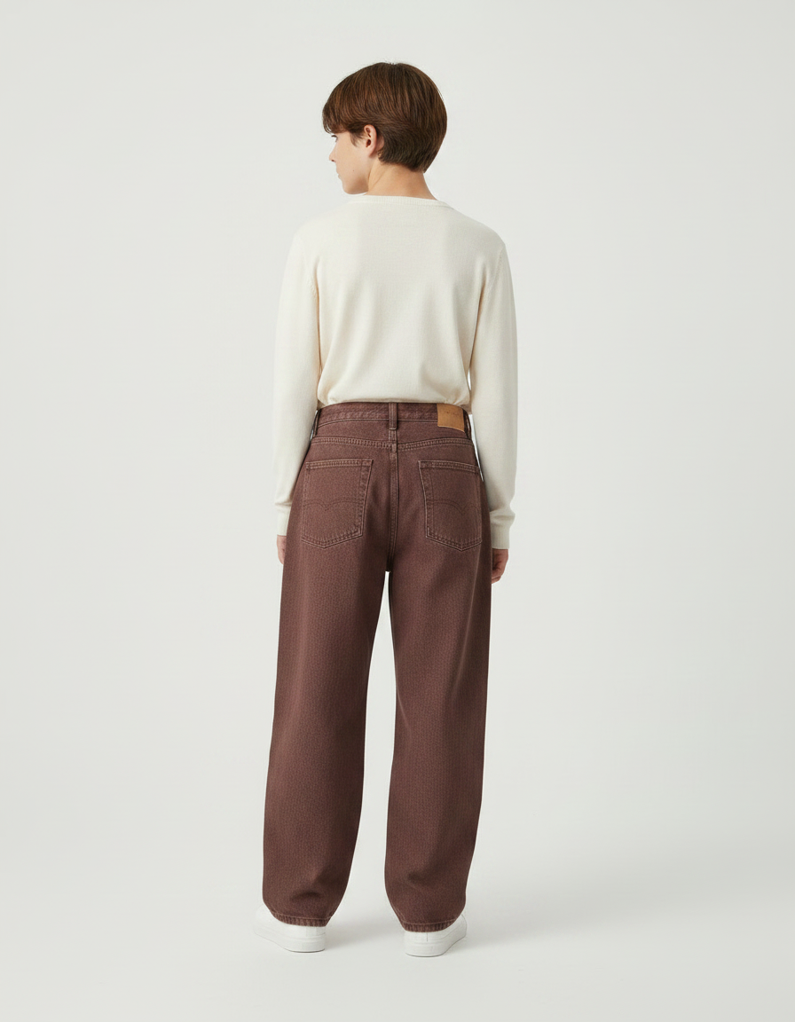 Pantalon Marron Ample Denim Décontracté Enfant - Jean - vue 2