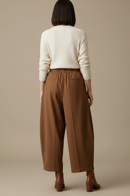 Pantalon Marron Ample Fluide Décontracté Confortable - Polyester - vue 2