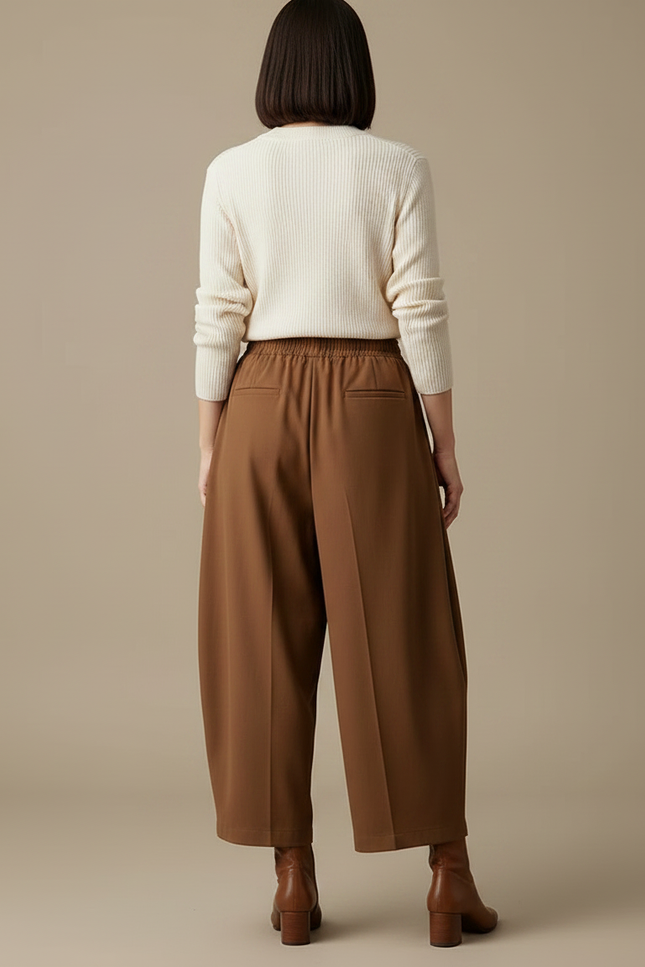 Pantalon Marron Ample Fluide Décontracté Confortable - Polyester - vue 2