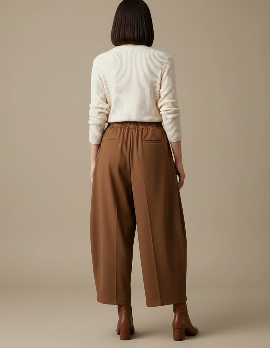 Pantalon Marron Ample Fluide Décontracté Confortable - Polyester - vue 2