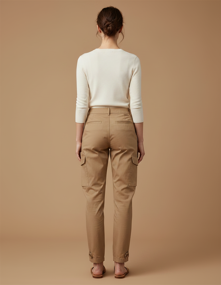Pantalon Marron Cargo Coton Décontracté Femme Harem - Camel - vue 2