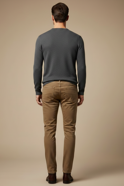 Pantalon Marron Slim Fit Décontracté Homme Coton - Gabardine - vue 2