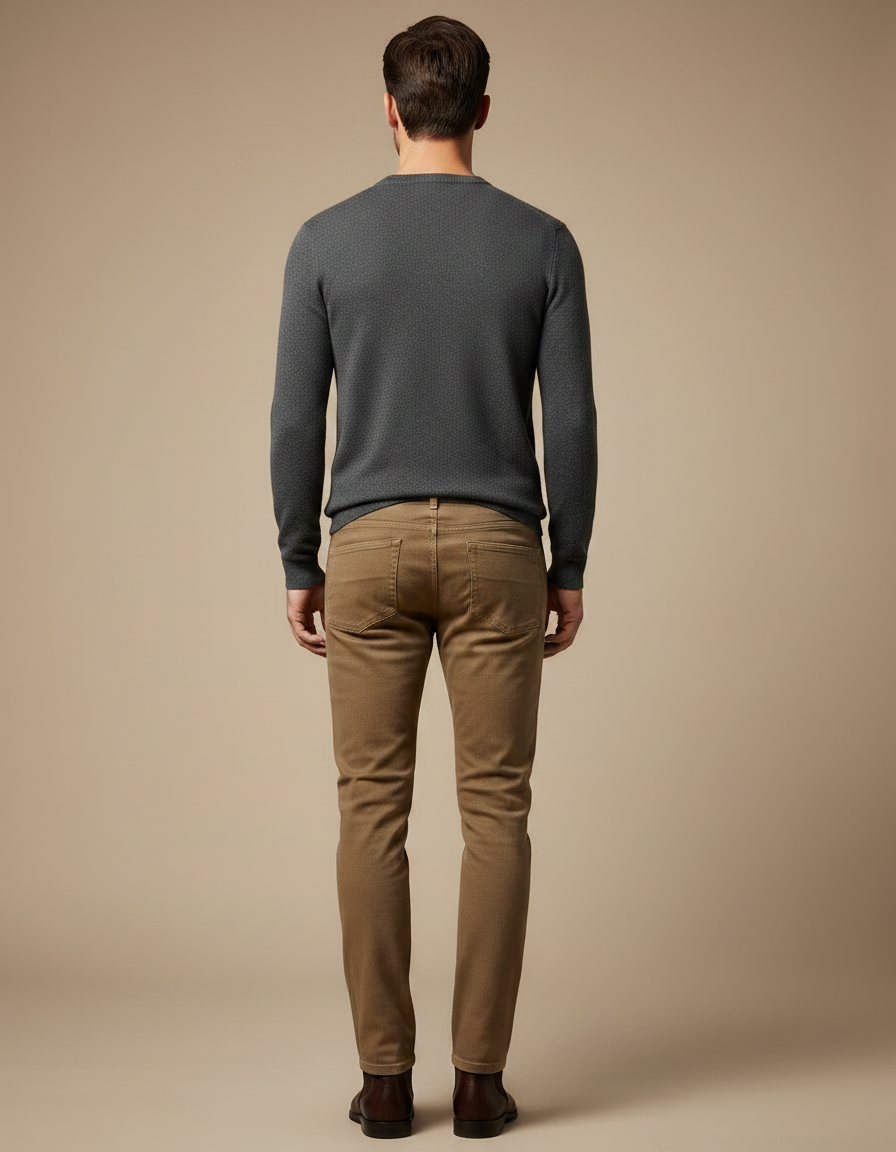 Pantalon Marron Slim Fit Décontracté Homme Coton - Gabardine - vue 2