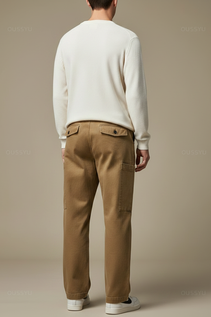 Pantalon Marron Cargo Coton Droit Décontracté Épais Homme - vue 2