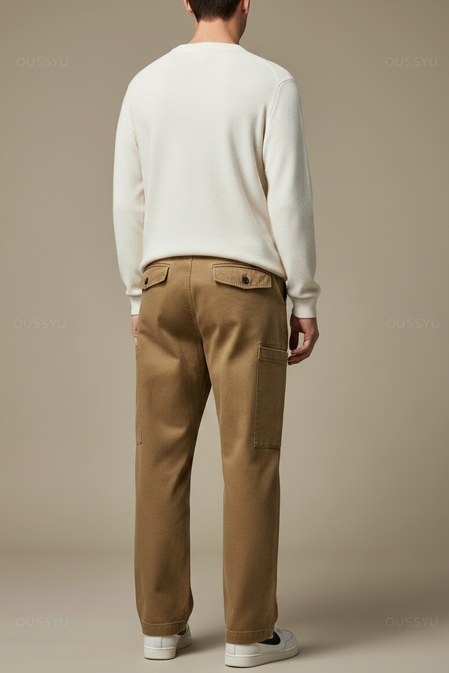 Pantalon Marron Cargo Coton Droit Décontracté Épais Homme - vue 2