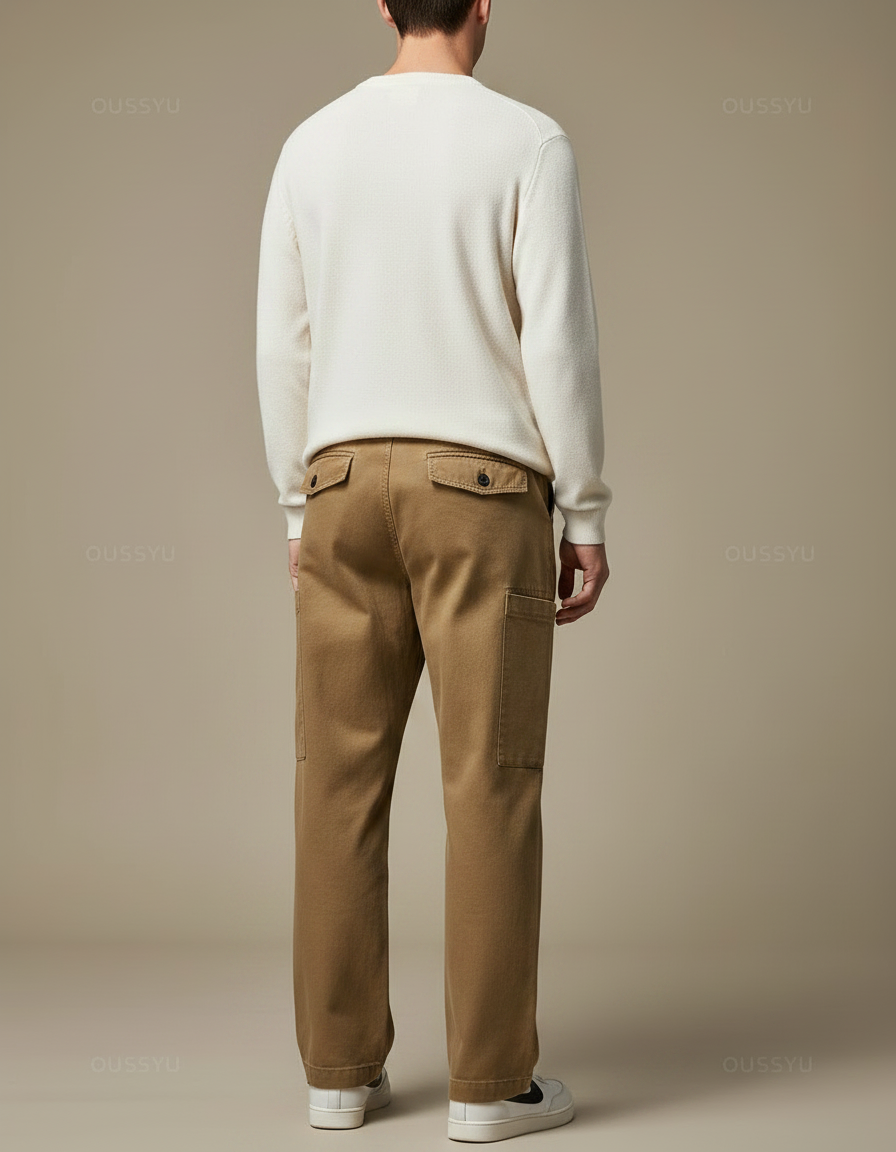 Pantalon Marron Cargo Coton Droit Décontracté Épais Homme - vue 2