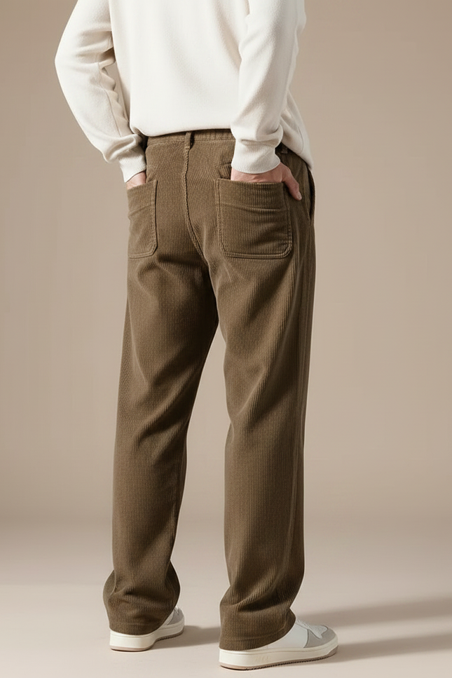 Pantalon Rayé Marron - Cordé - vue 2