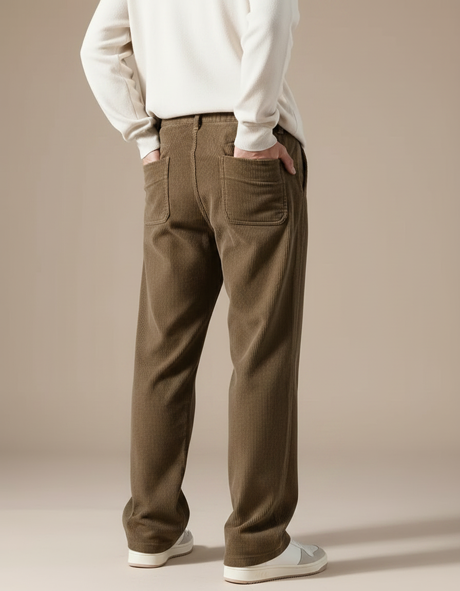 Pantalon Rayé Marron - Cordé - vue 2