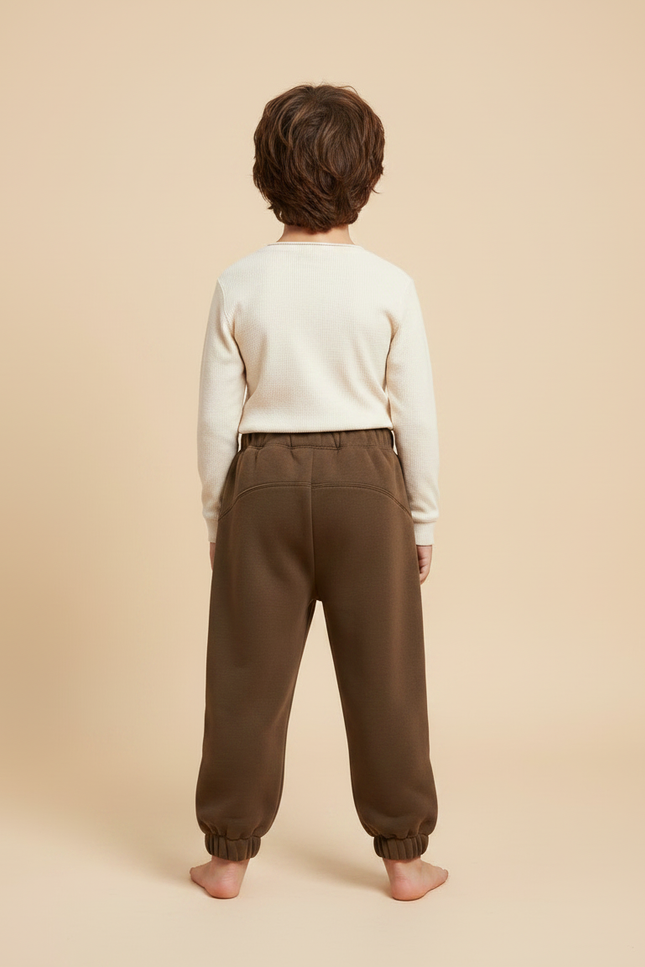 Pantalon Marron Molletonné Ample Confortable Garçon - vue 2