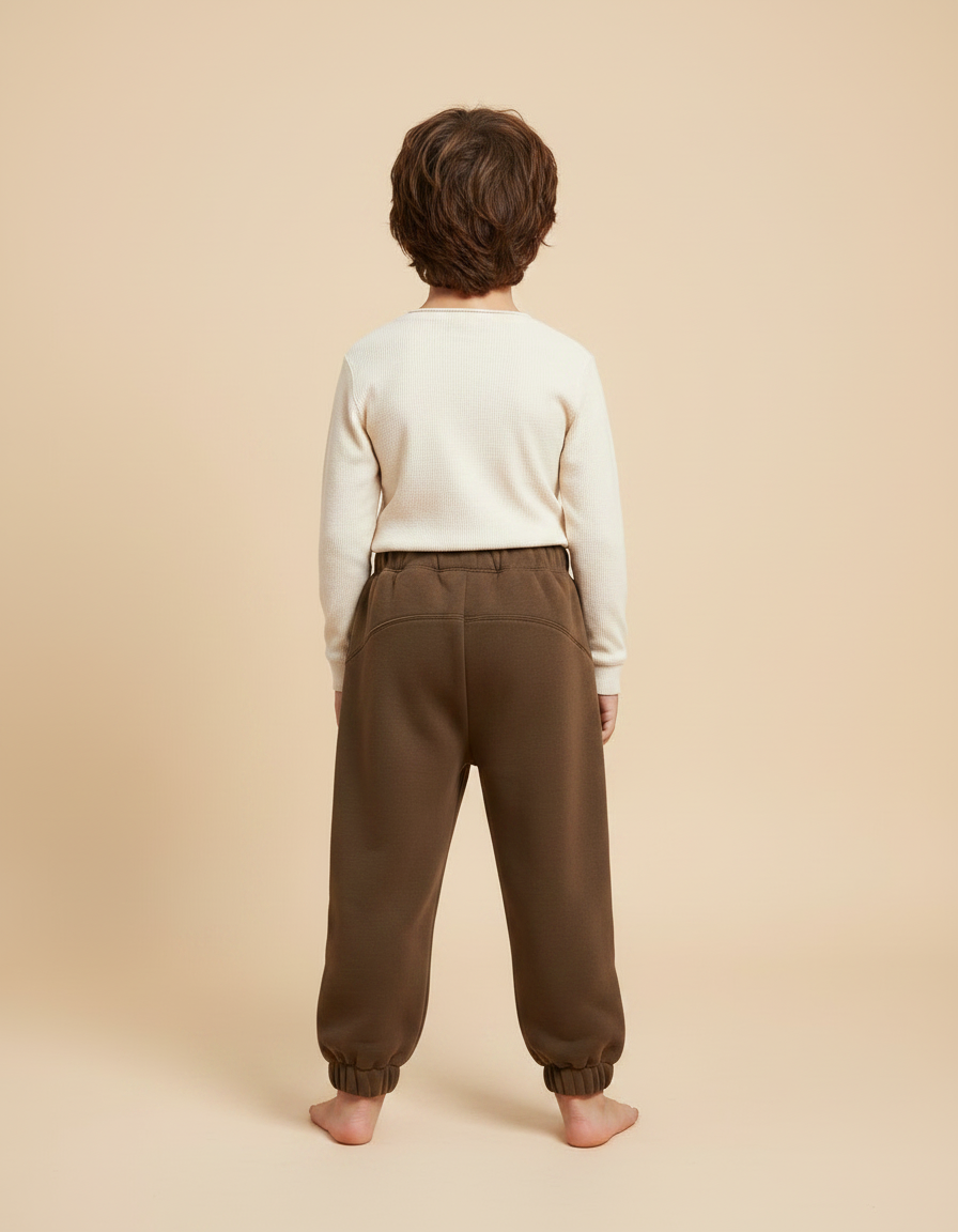 Pantalon Marron Molletonné Ample Confortable Garçon - vue 2
