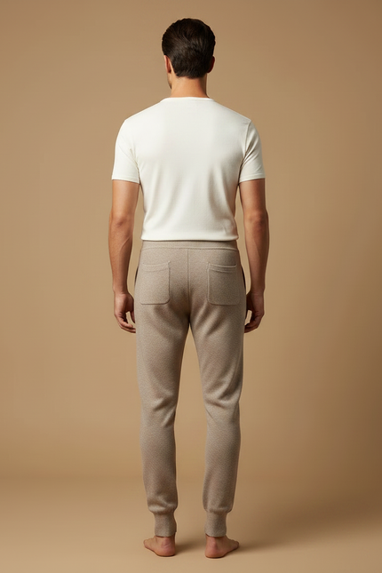 Pantalon Marron Laine Chaud Confortable Homme - Beige - vue 2