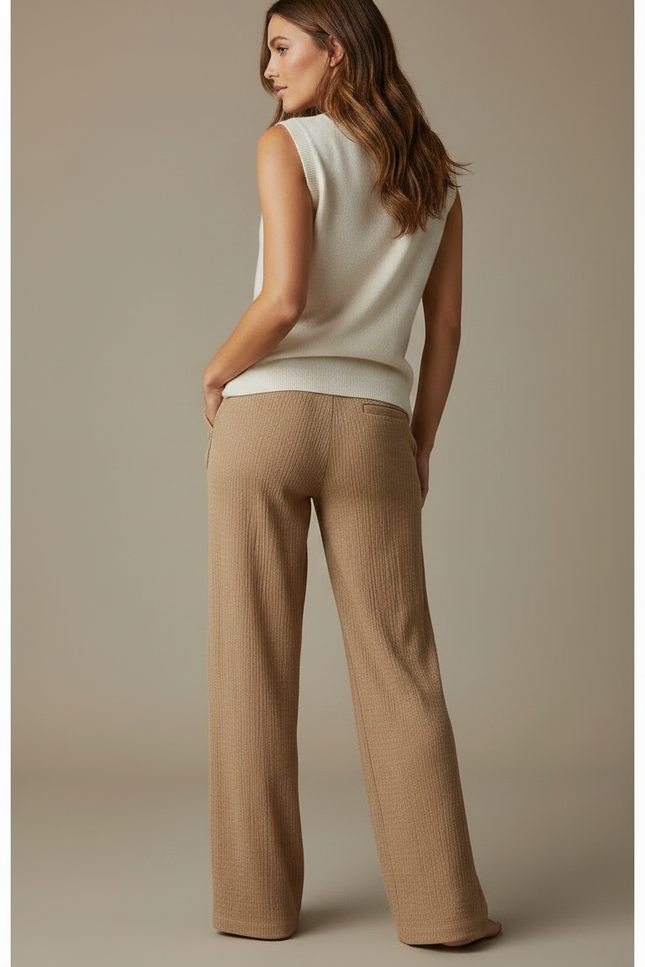 Pantalon Marron Ample Côtelé Droit Décontracté Confortable - Cordé - vue 2