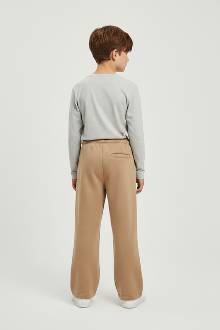Pantalon Marron Ample Molleton Décontracté Enfant - Camel - vue 2