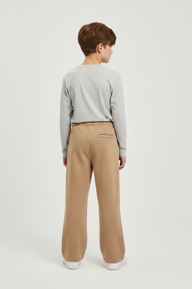 Pantalon Marron Ample Molleton Décontracté Enfant - Camel - vue 2