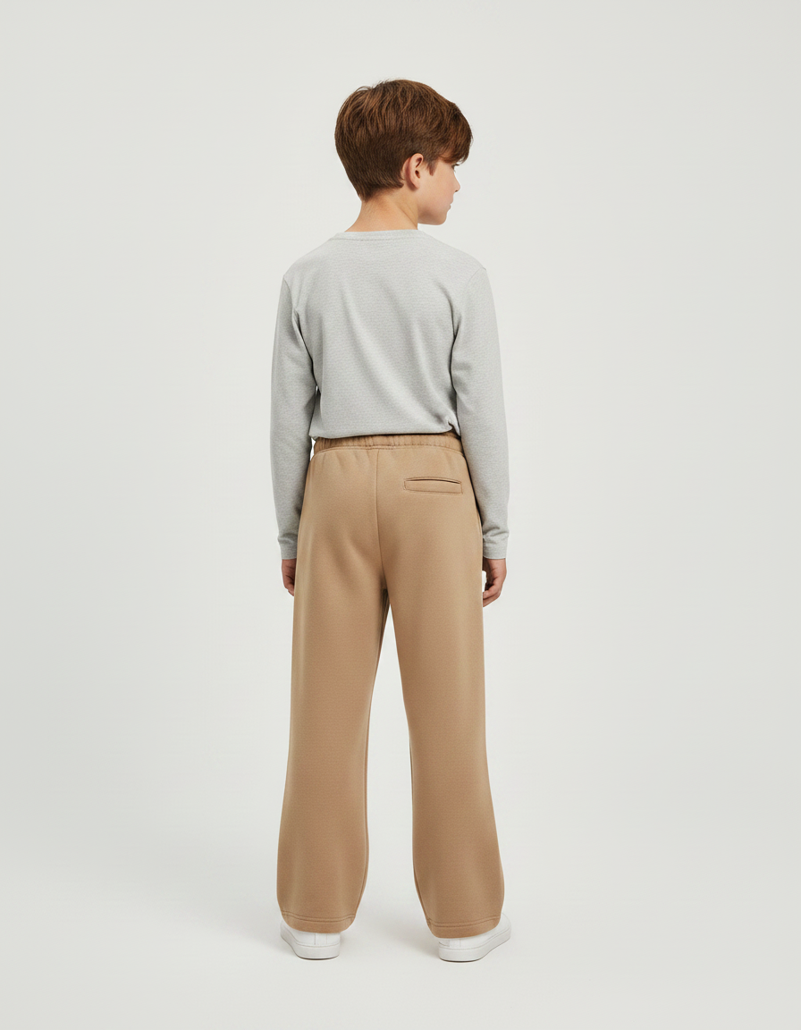 Pantalon Marron Ample Molleton Décontracté Enfant - Camel - vue 2
