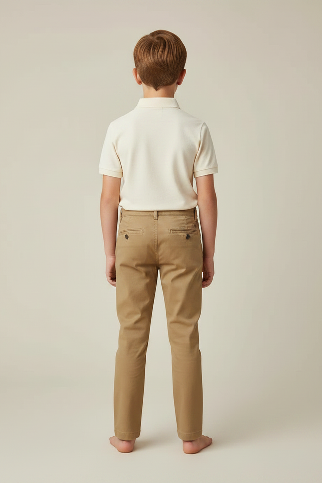 Pantalon Marron Garçon Décontracté Chino Coton Slim - Gabardine - vue 2