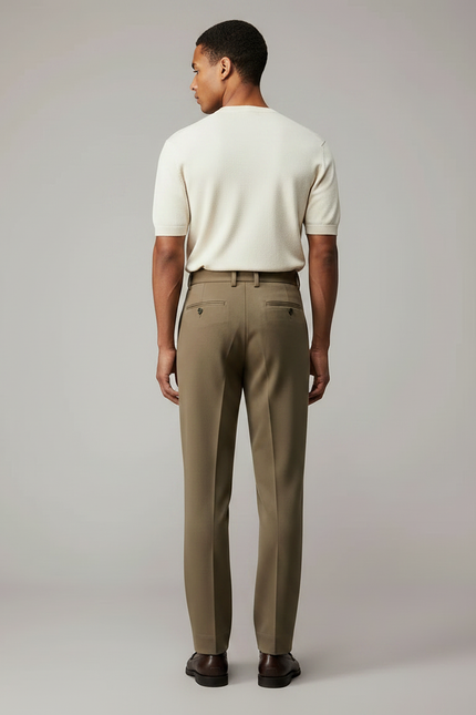 Pantalon Classique Marron - Kaki Gabardine - vue 2