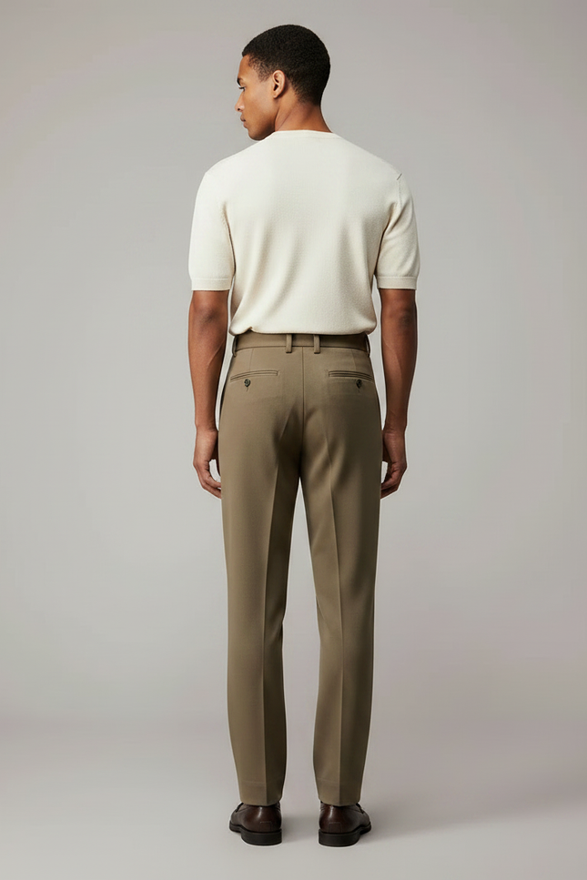 Pantalon Classique Marron - Kaki Gabardine - vue 2