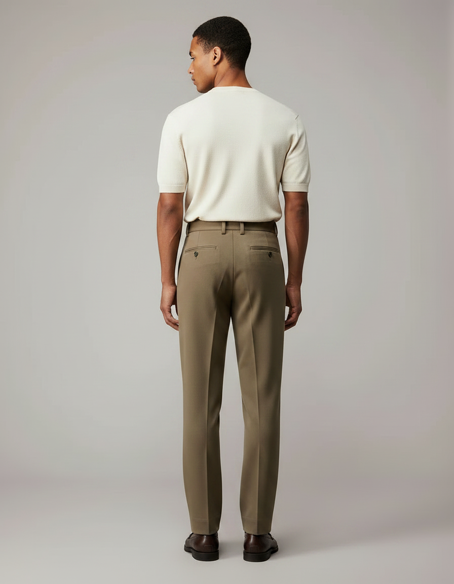 Pantalon Classique Marron - Kaki Gabardine - vue 2