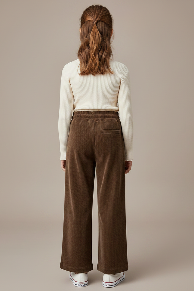 Pantalon Marron Côtelé Ample Décontracté Fille - Cordé - vue 2