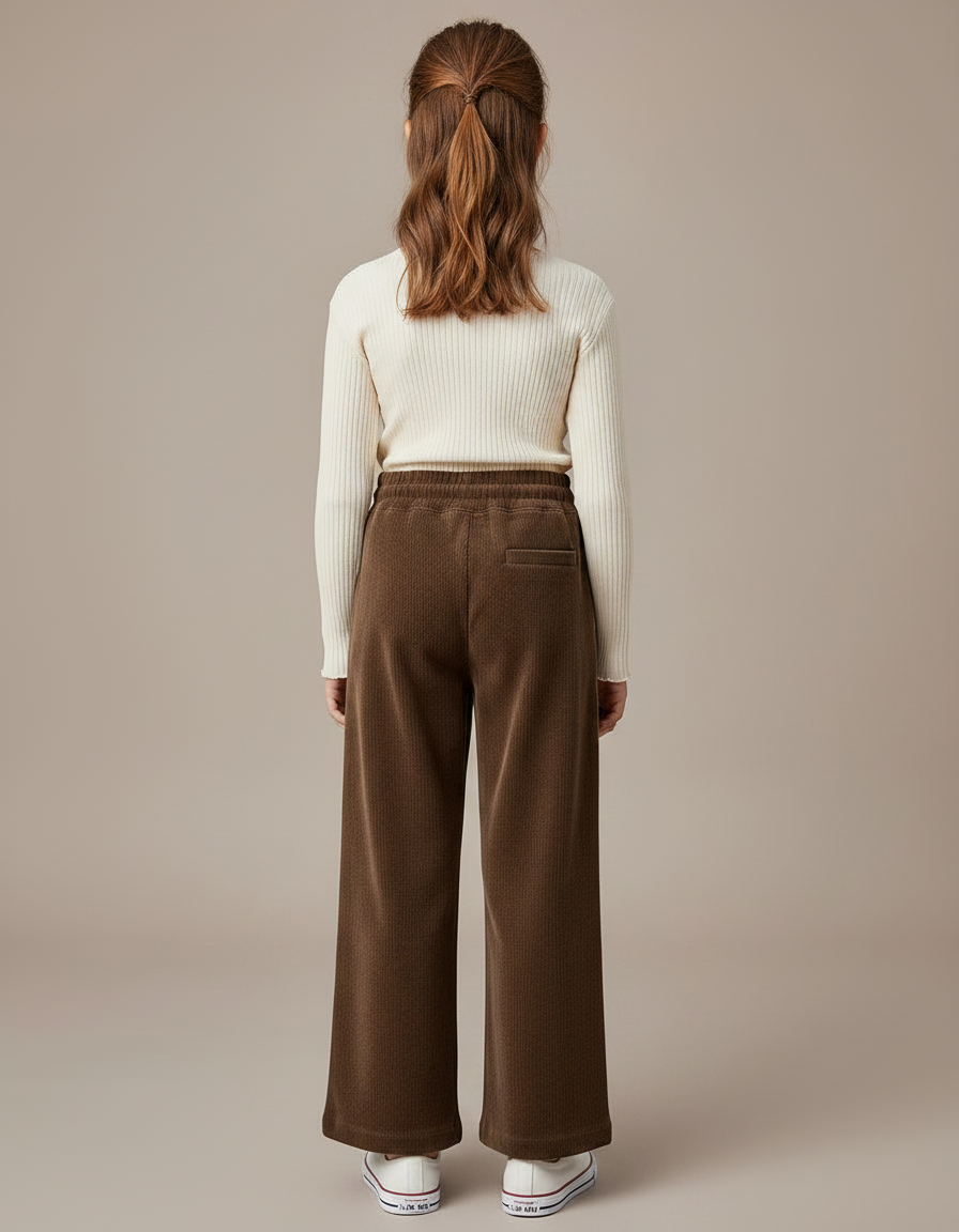 Pantalon Marron Côtelé Ample Décontracté Fille - Cordé - vue 2