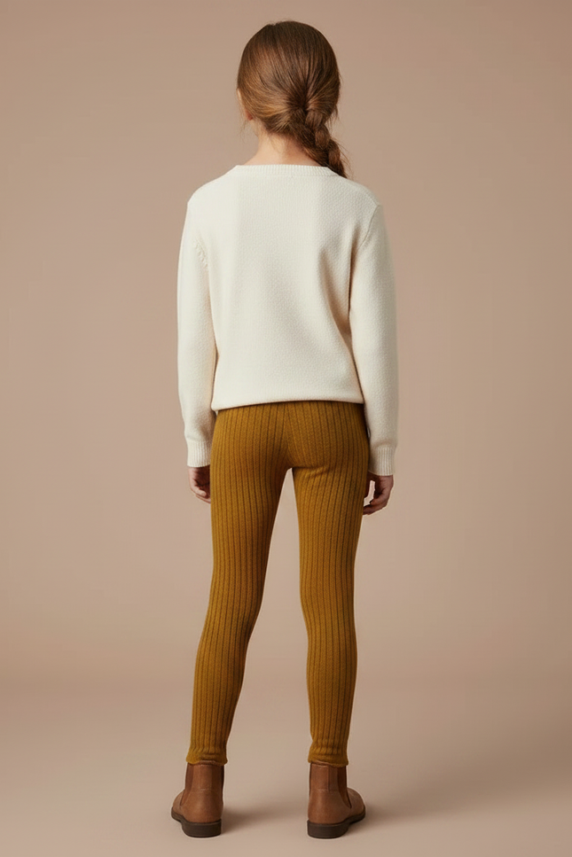 Pantalon Marron Côtelé Tricoté Confortable Enfant - Maille - vue 2