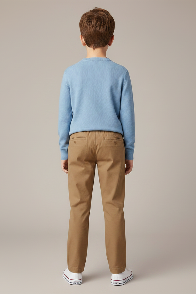 Pantalon Marron Garçon Décontracté Coton Droit Confortable - vue 2