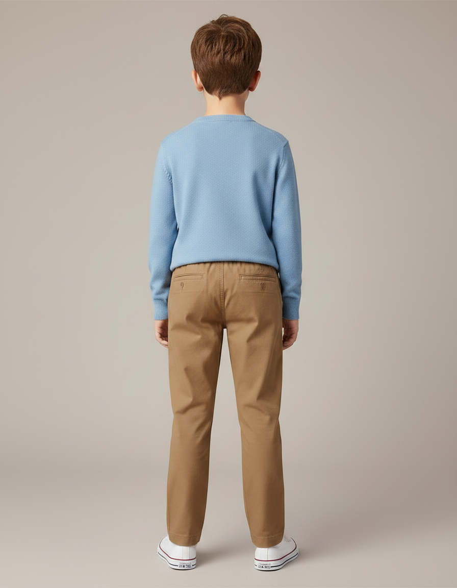 Pantalon Marron Garçon Décontracté Coton Droit Confortable - vue 2