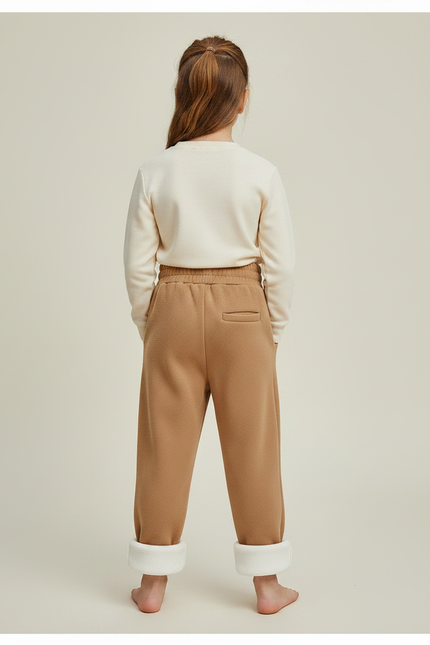 Pantalon Marron Polaire Doublé Chaud Confortable Fille - Molleton - vue 2