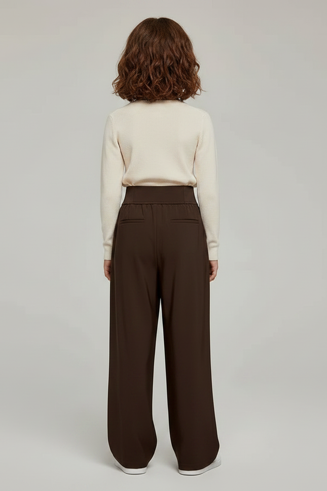 Pantalon Marron Ample Plissé Droit Décontracté Enfant - Polyester - vue 2