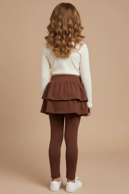 Pantalon Marron Jupe-culotte Coton Fille Confortable - Molleton - vue 2