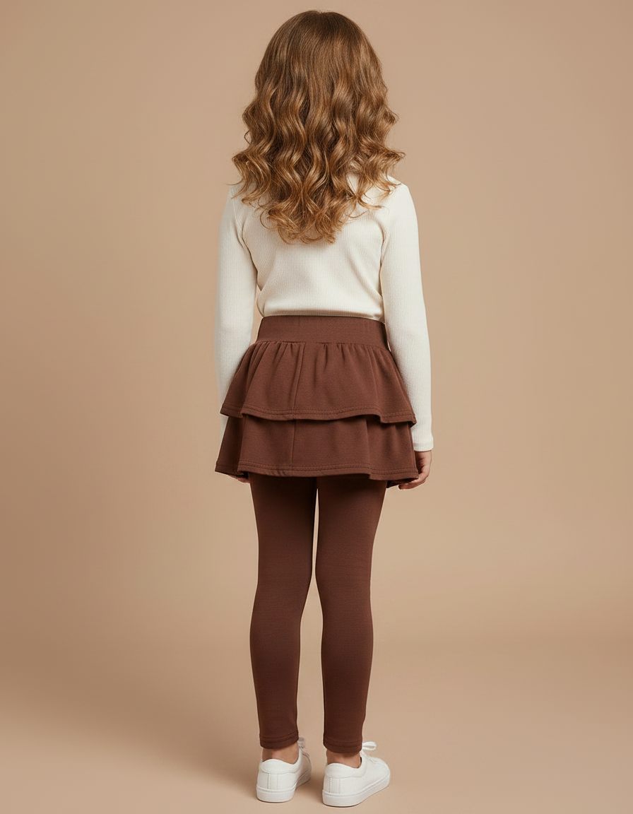 Pantalon Marron Jupe-culotte Coton Fille Confortable - Molleton - vue 2